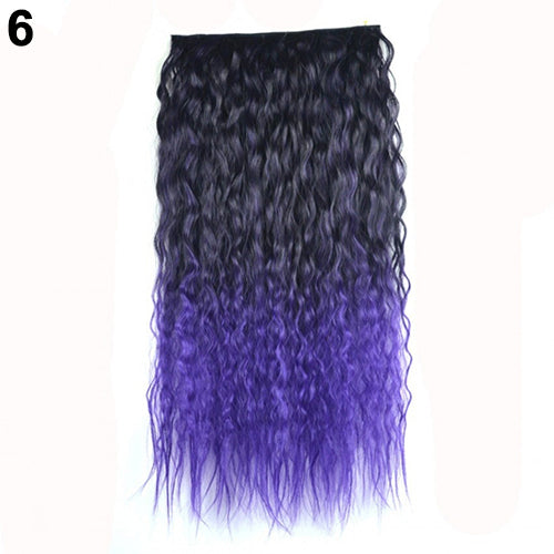 Sexy Long Gradient Color Party Women Wavy Curly Clip-in Hair Extension 60cm