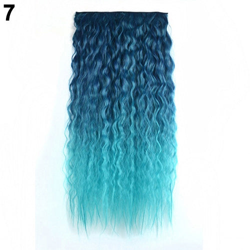 Sexy Long Gradient Color Party Women Wavy Curly Clip-in Hair Extension 60cm