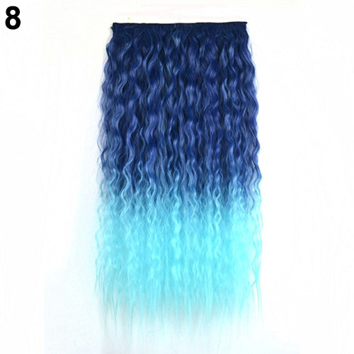Sexy Long Gradient Color Party Women Wavy Curly Clip-in Hair Extension 60cm