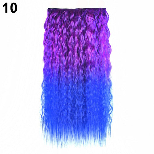 Sexy Long Gradient Color Party Women Wavy Curly Clip-in Hair Extension 60cm