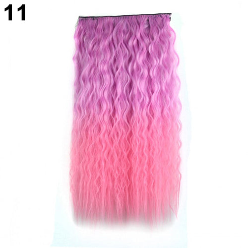 Sexy Long Gradient Color Party Women Wavy Curly Clip-in Hair Extension 60cm