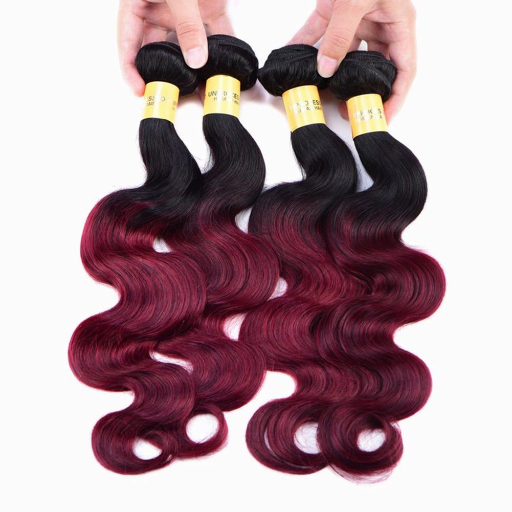 Brazilian Girls Long Wavy Ombre Human Hair Natural Curly Wig Hair Extension