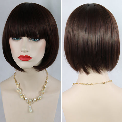 Women's Fashion Short Straight Bobo with Bangs Full Wig Cosplay Party Extension