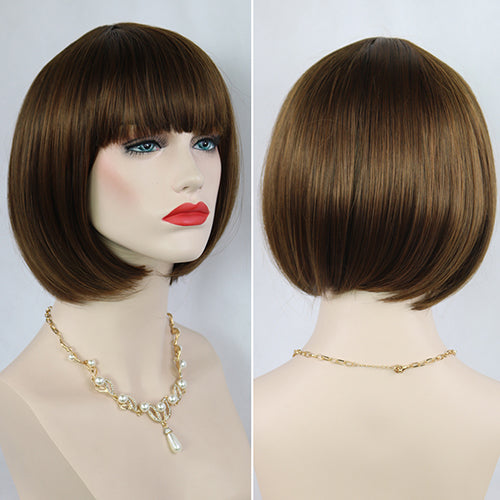 Women's Fashion Short Straight Bobo with Bangs Full Wig Cosplay Party Extension