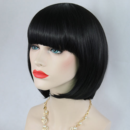 Women's Fashion Short Straight Bobo with Bangs Full Wig Cosplay Party Extension