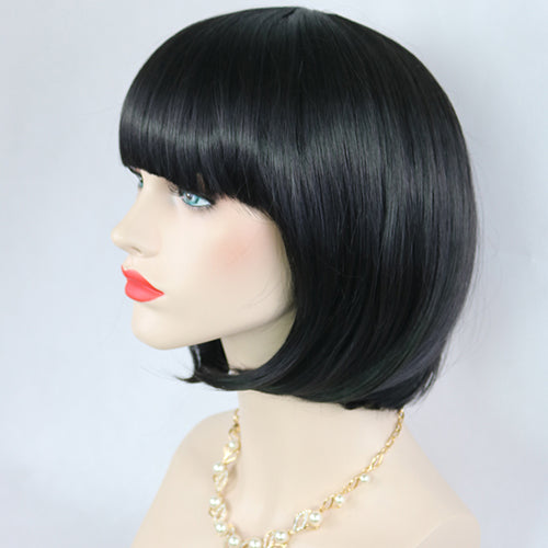 Women's Fashion Short Straight Bobo with Bangs Full Wig Cosplay Party Extension