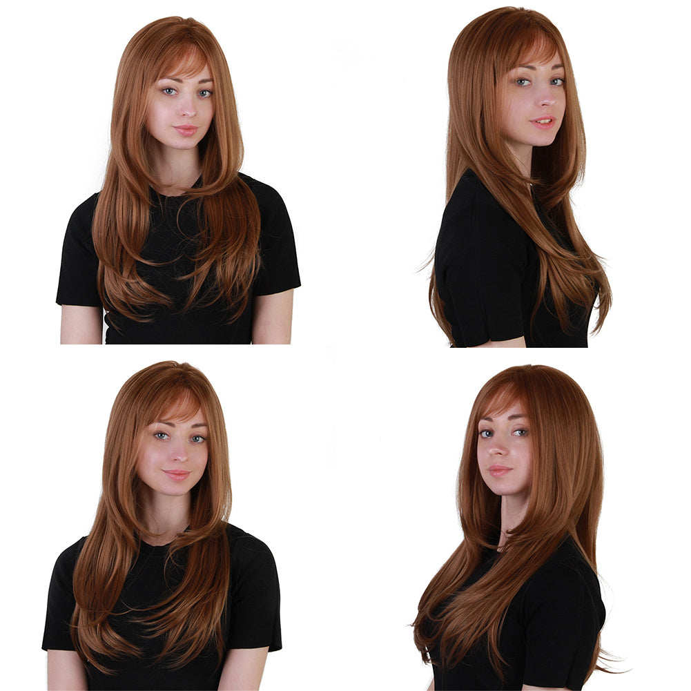 Fashion Air Bangs Long Wig Women Natural Synthetic Fiber Party Cosplay Hairpiece