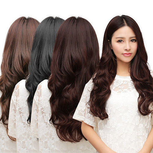 Women Clip in Hair Extensions Long Wavy Curly Hair 5 Clips Synthetic Wigs