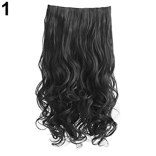 Women Clip in Hair Extensions Long Wavy Curly Hair 5 Clips Synthetic Wigs