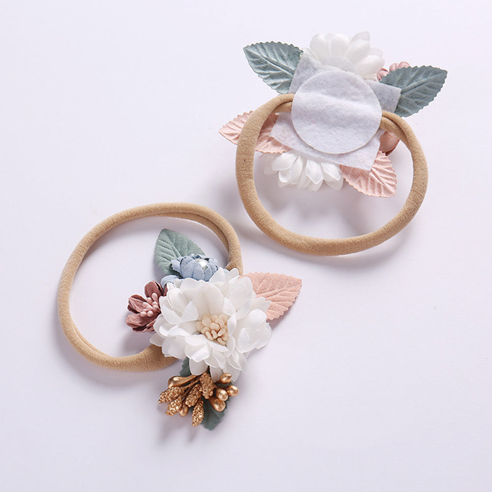 Baby Kids Girl Flower Faux Pearl Elastic Hair Rope Tie Ponytail Holder Hairband