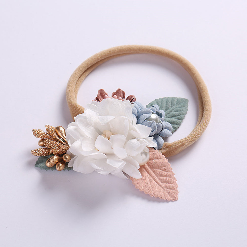 Baby Kids Girl Flower Faux Pearl Elastic Hair Rope Tie Ponytail Holder Hairband
