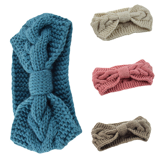 Fashion Women Solid Color Knotted Turban Headband Elastic Knitted Hair Band