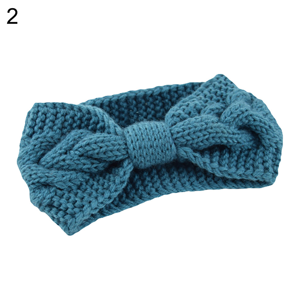 Fashion Women Solid Color Knotted Turban Headband Elastic Knitted Hair Band