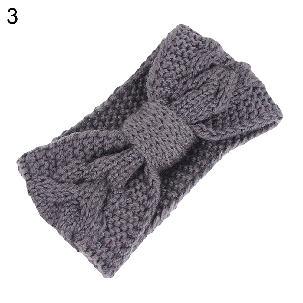 Fashion Women Solid Color Knotted Turban Headband Elastic Knitted Hair Band