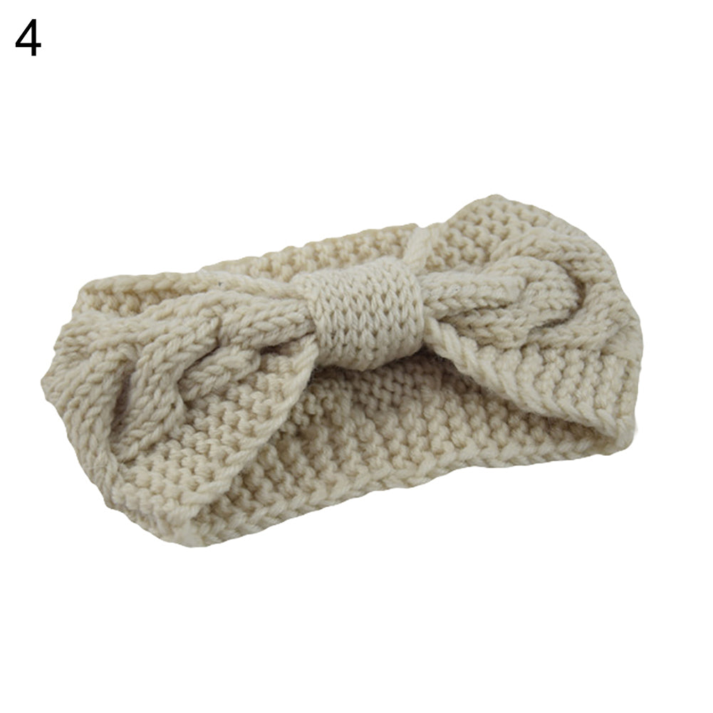Fashion Women Solid Color Knotted Turban Headband Elastic Knitted Hair Band