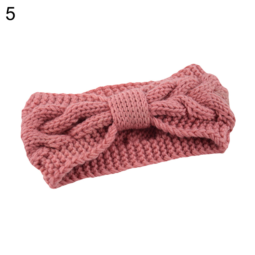 Fashion Women Solid Color Knotted Turban Headband Elastic Knitted Hair Band