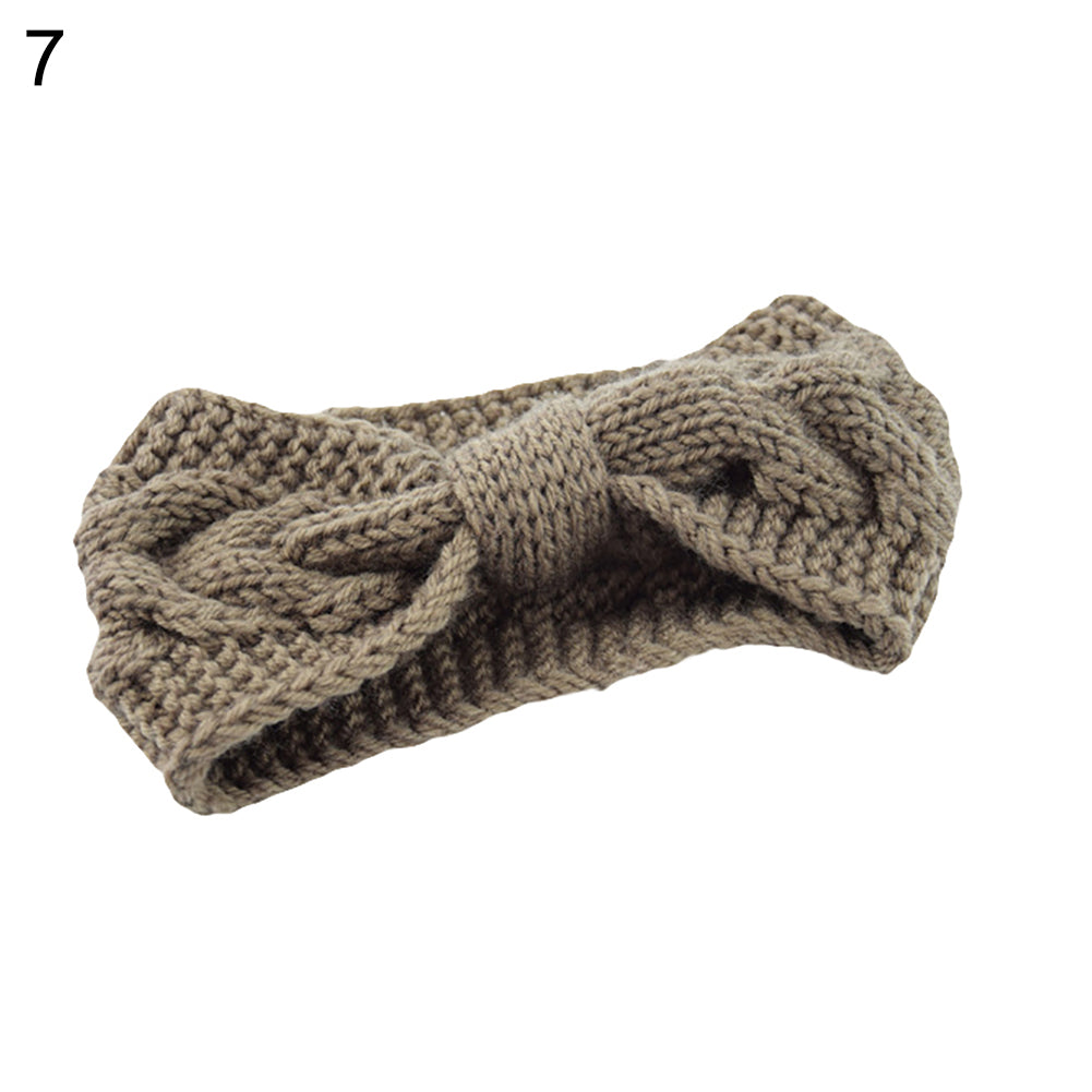 Fashion Women Solid Color Knotted Turban Headband Elastic Knitted Hair Band