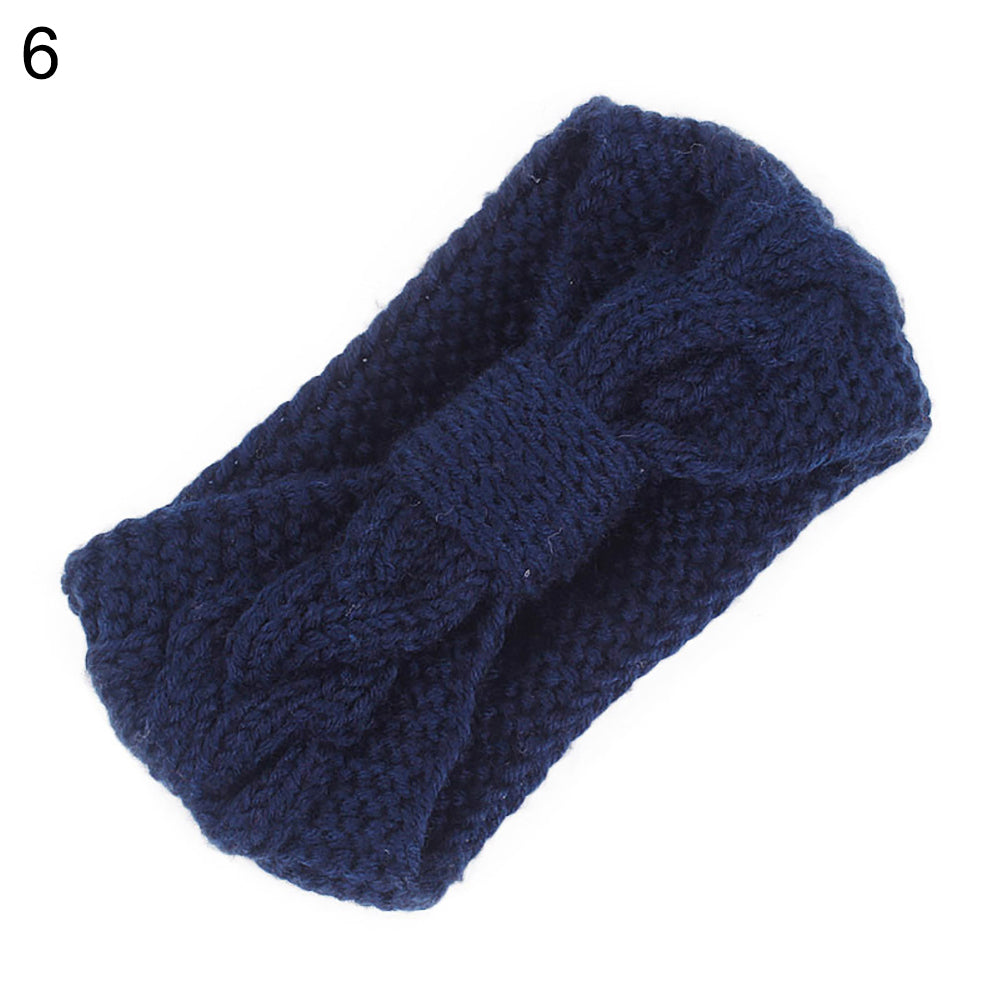 Fashion Women Solid Color Knotted Turban Headband Elastic Knitted Hair Band