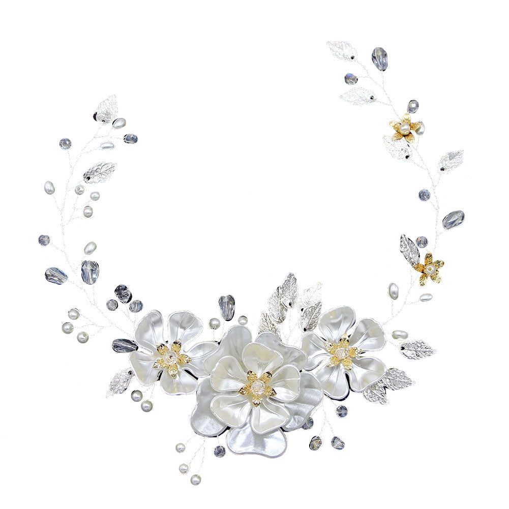 Vintage Flower Leaf Faux Pearl Hair Vine Women Wedding Bridal Party Headband