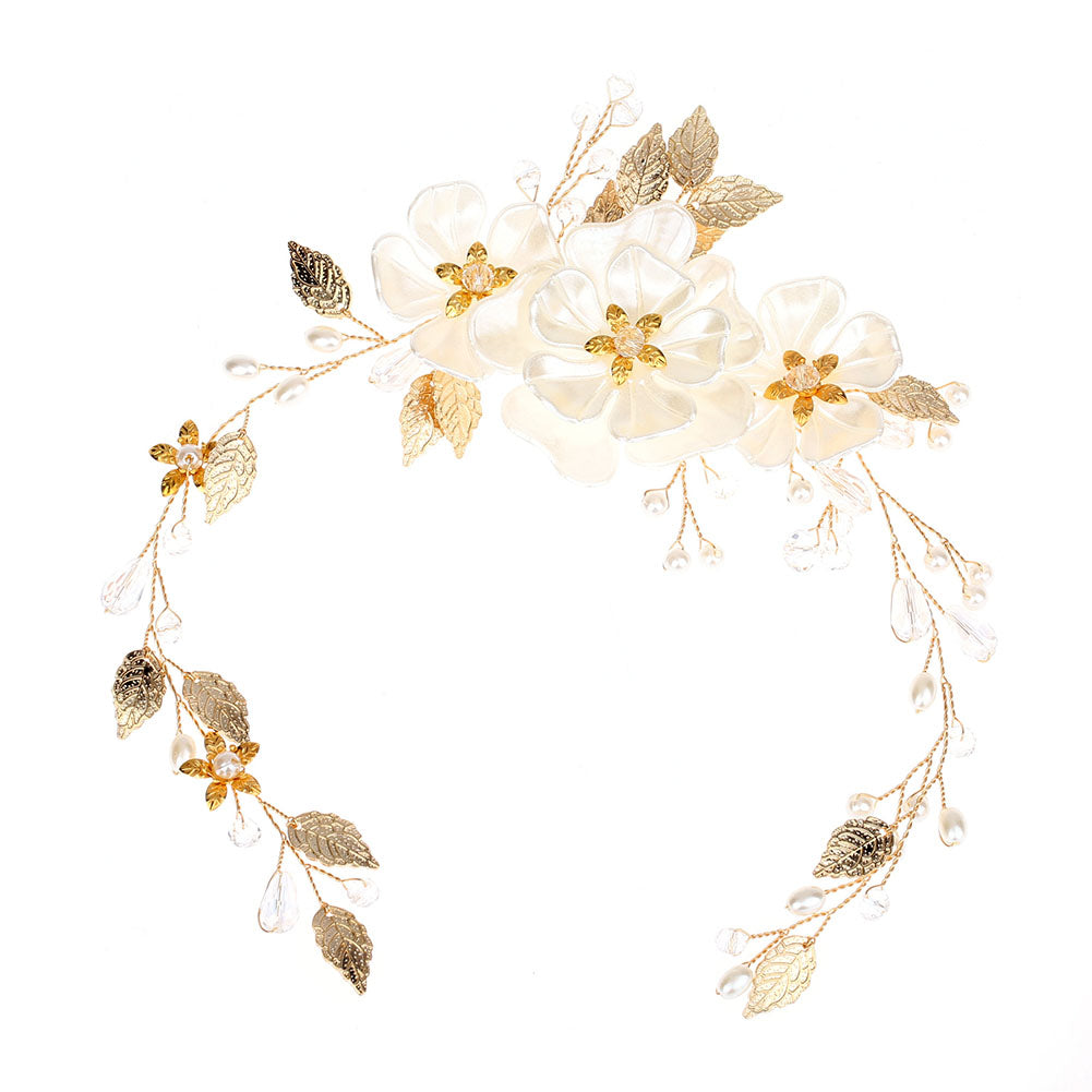 Vintage Flower Leaf Faux Pearl Hair Vine Women Wedding Bridal Party Headband