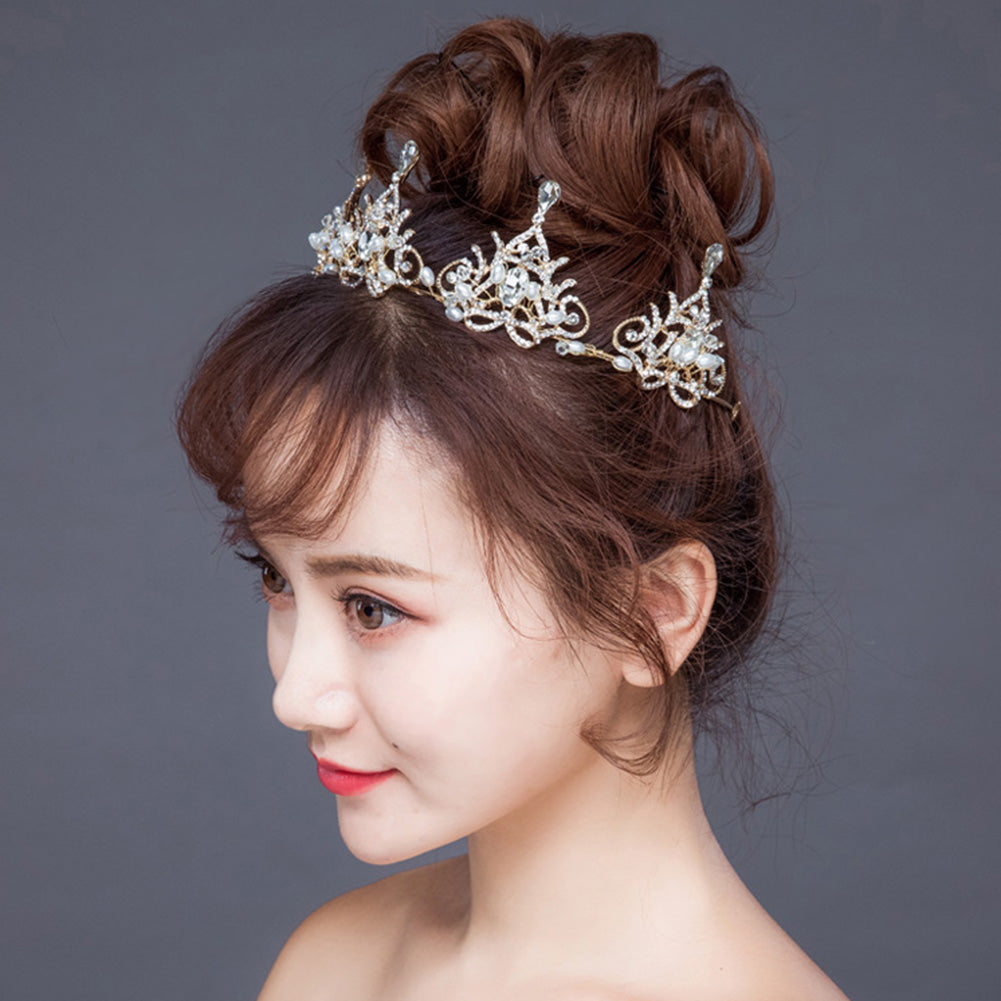 Shining Rhinestones Crown Headband Princess Bridal Tiara Wedding Hair Jewelry