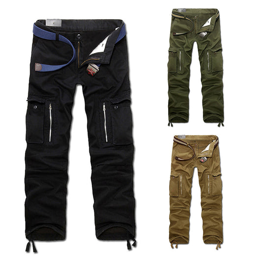 Men Cargo Pants Multi-Pockets Pants Full Length Casual Military Baggy Trousers