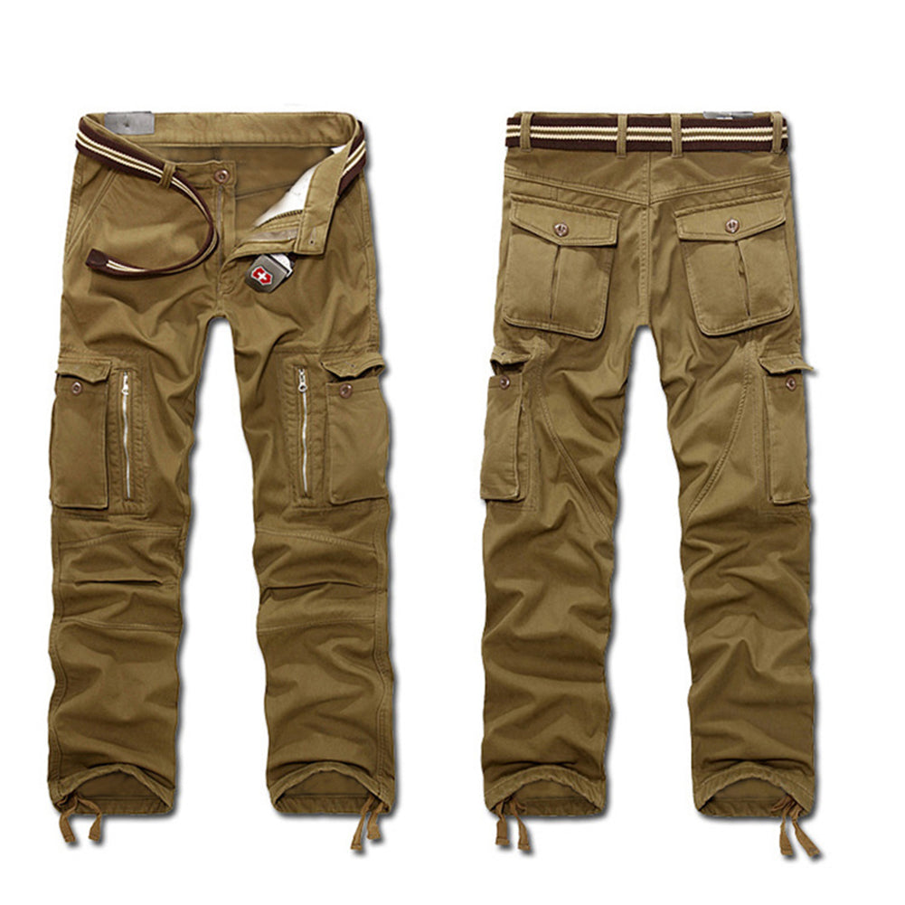 Men Cargo Pants Multi-Pockets Pants Full Length Casual Military Baggy Trousers