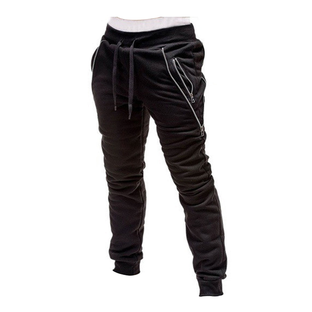 Men Autumn Trousers Elastic Drawstring Slim Casual Pockets Jogging Haren Pants