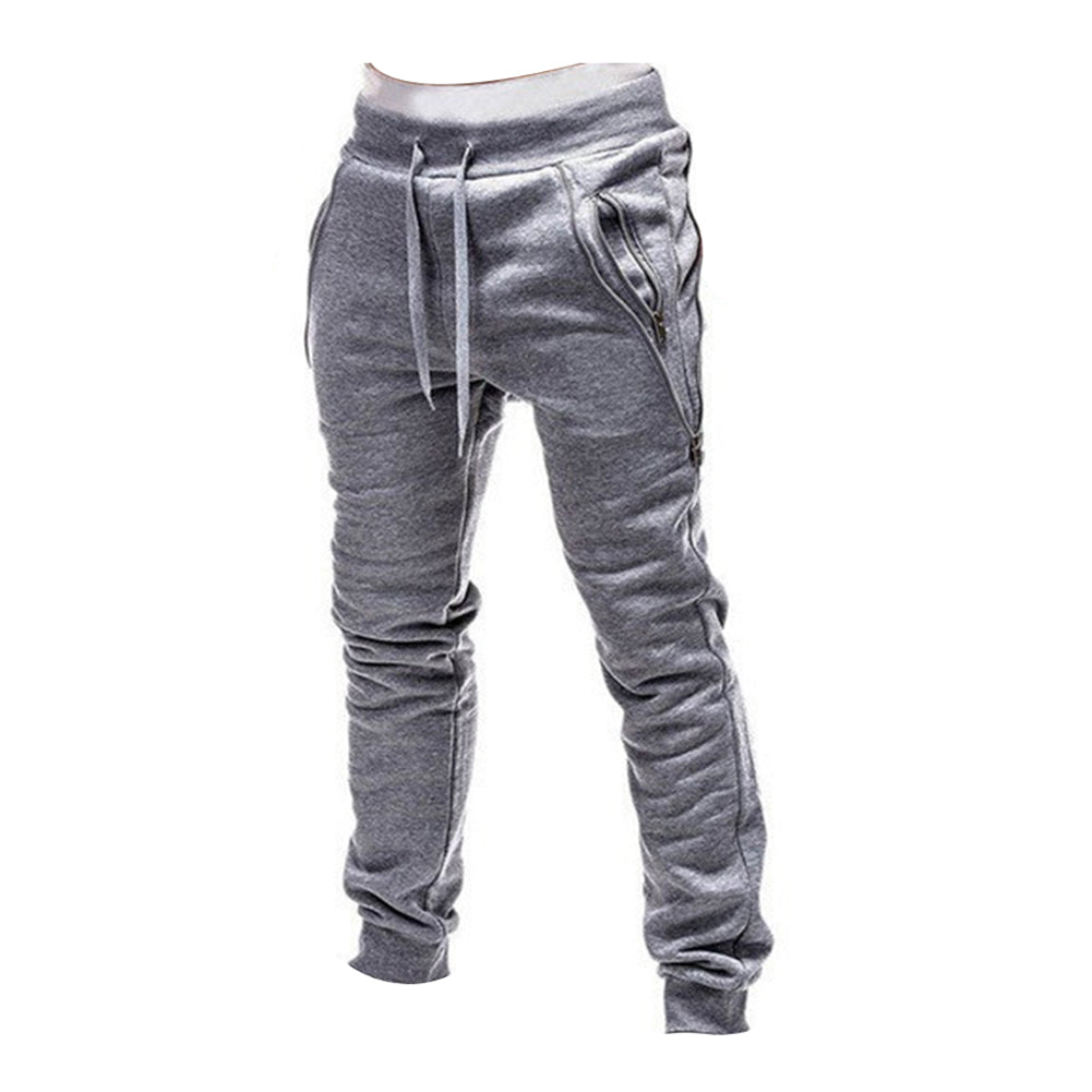 Men Autumn Trousers Elastic Drawstring Slim Casual Pockets Jogging Haren Pants