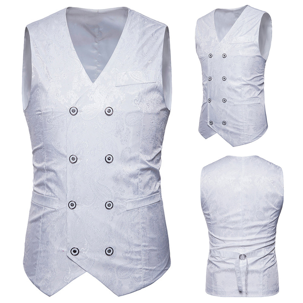 Vintage Men Floral Printed Slim Fit Waistcoat Wedding Party Suit Vest Jacket