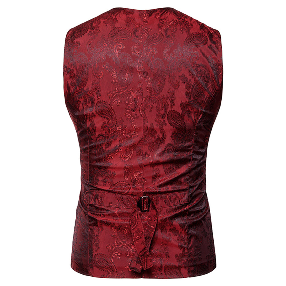 Vintage Men Floral Printed Slim Fit Waistcoat Wedding Party Suit Vest Jacket