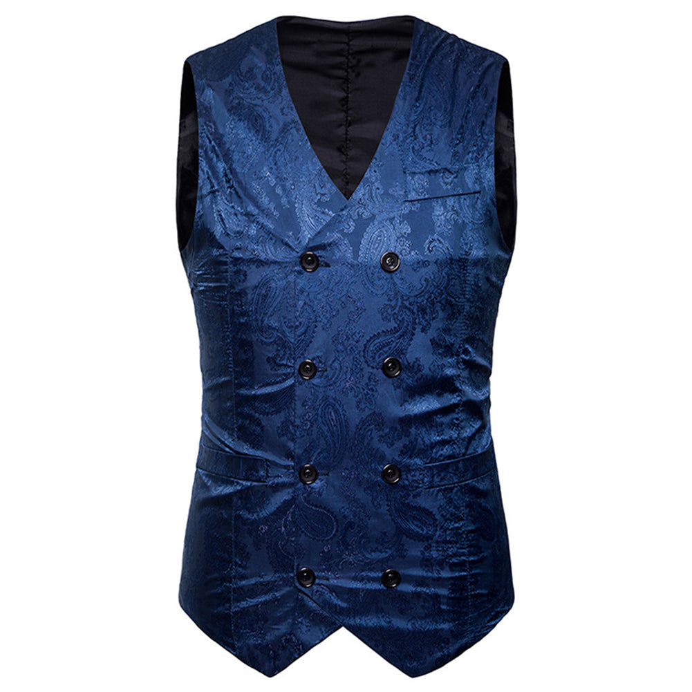 Vintage Men Floral Printed Slim Fit Waistcoat Wedding Party Suit Vest Jacket