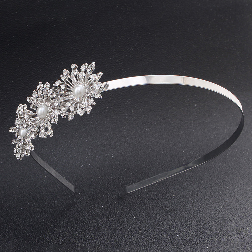 Elegant Sun Flower Imitation Pearl Rhinestone Headband Wedding Party Hair Hoop