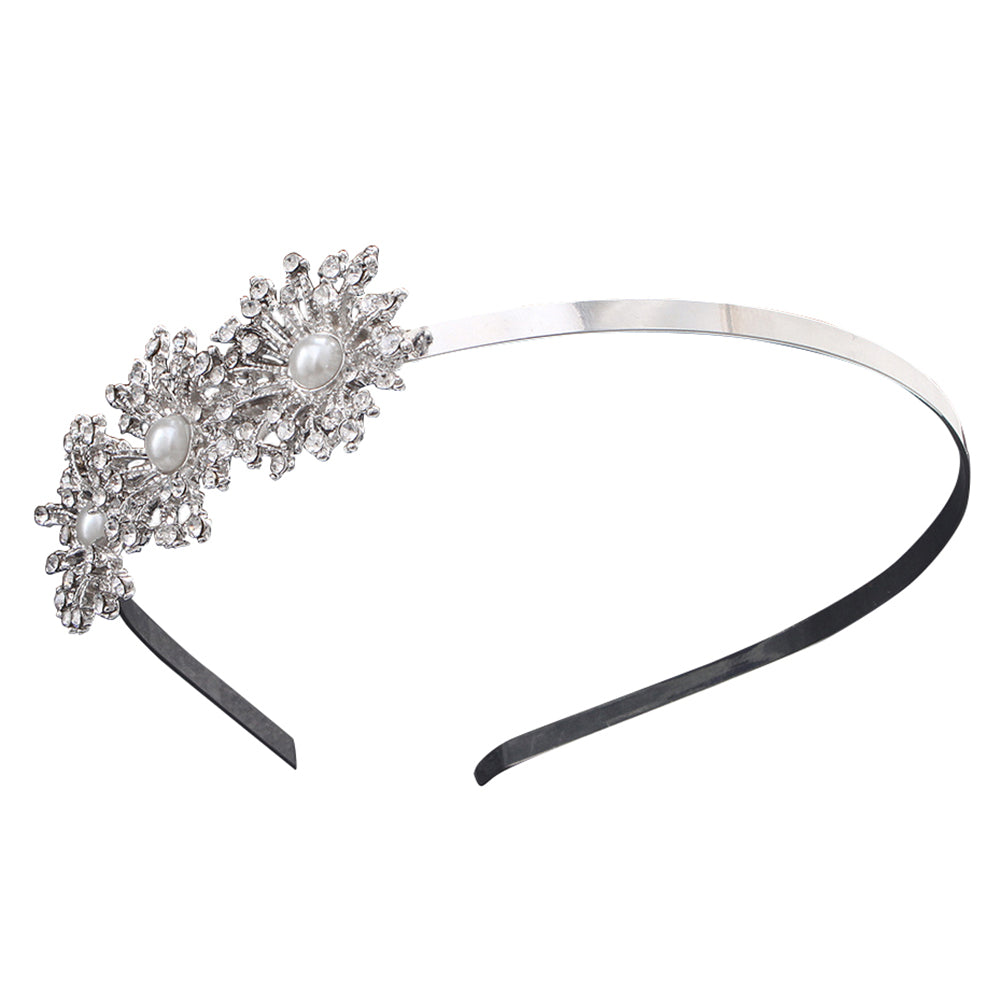 Elegant Sun Flower Imitation Pearl Rhinestone Headband Wedding Party Hair Hoop