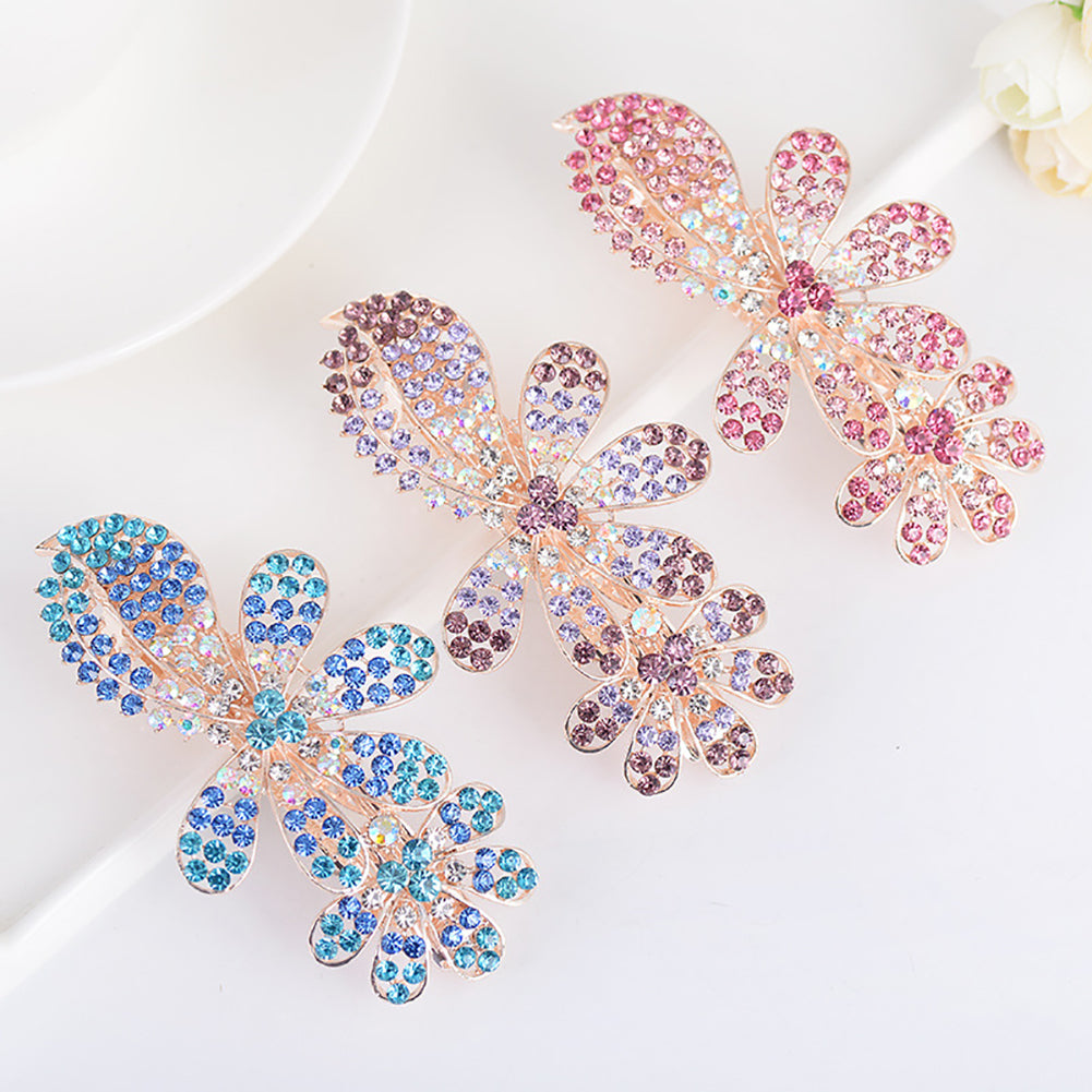 Colorful Hair Clip Pin Ponytail Holder Girl Flower Hairpin Rhinestone Headwear