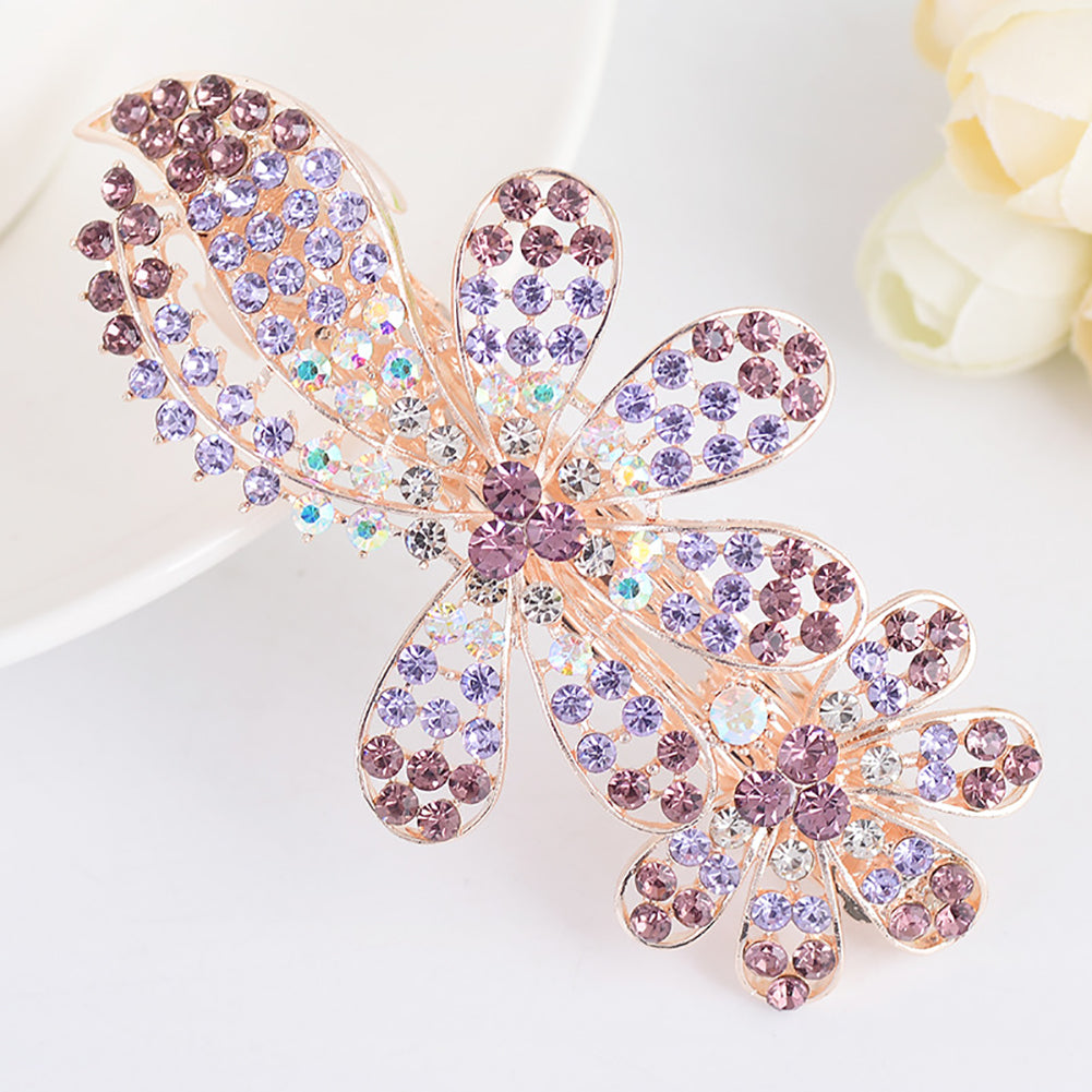 Colorful Hair Clip Pin Ponytail Holder Girl Flower Hairpin Rhinestone Headwear