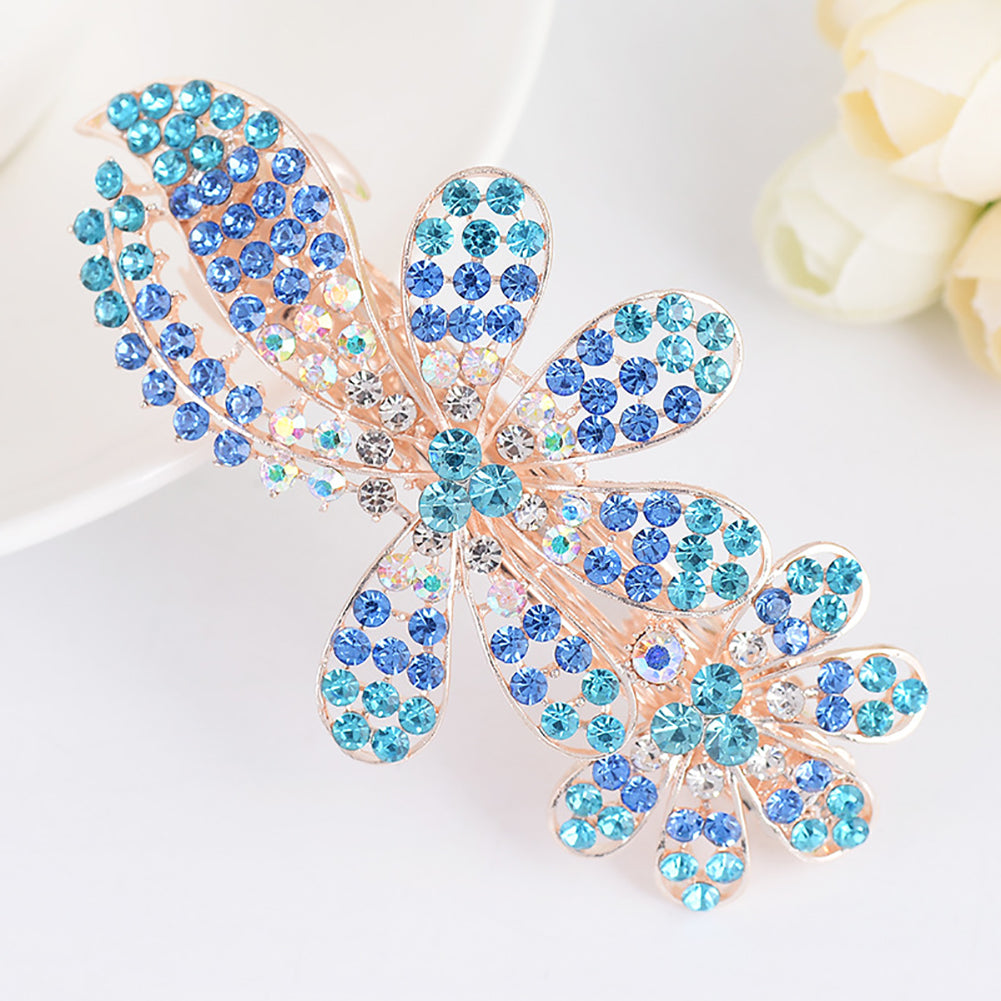 Colorful Hair Clip Pin Ponytail Holder Girl Flower Hairpin Rhinestone Headwear