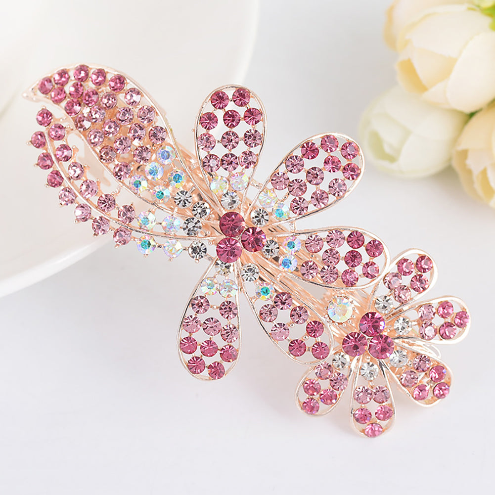 Colorful Hair Clip Pin Ponytail Holder Girl Flower Hairpin Rhinestone Headwear