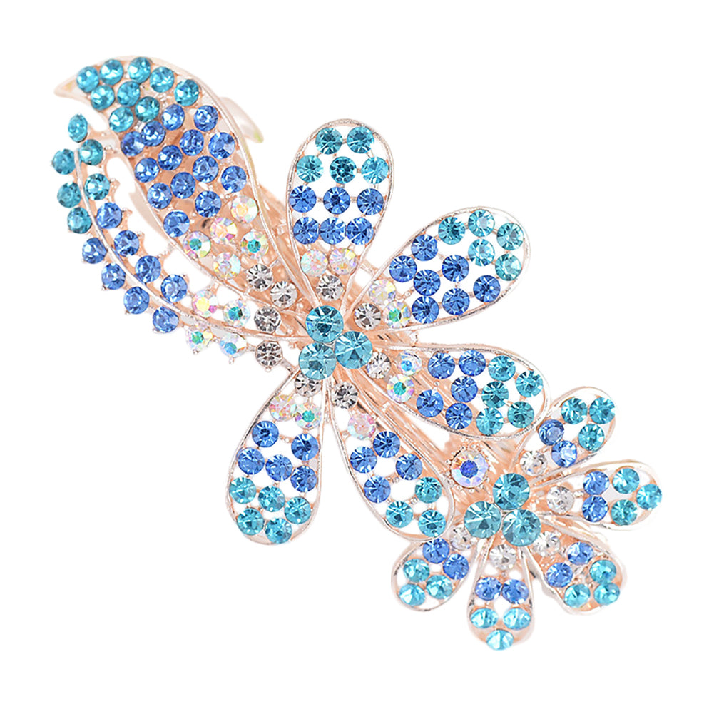 Colorful Hair Clip Pin Ponytail Holder Girl Flower Hairpin Rhinestone Headwear