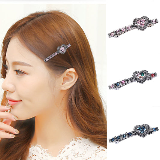 Colorful Heart Rhinestone Glossy Girl Hairpin Hair Clip Headwear Style Decor