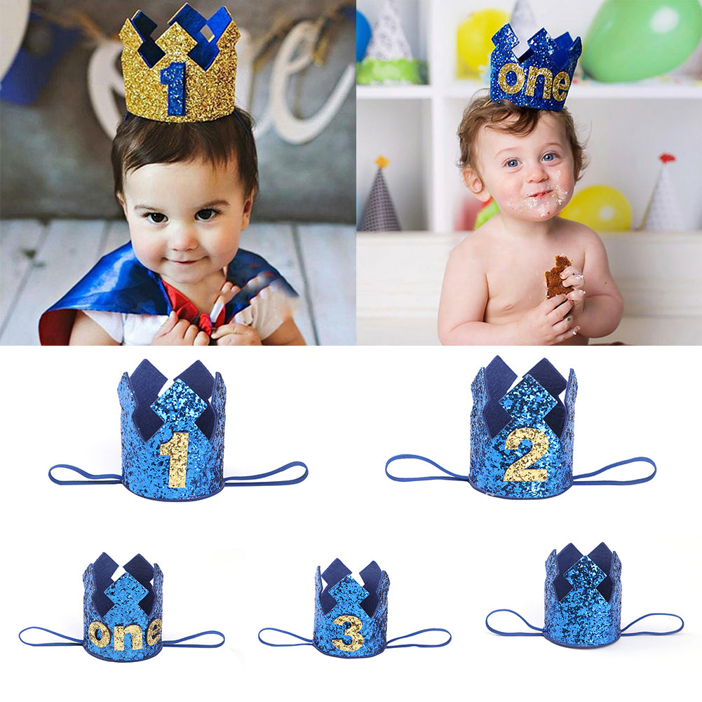 Baby Girl Boy Crown Letter Shiny Sequins Headwear Birthday Festival Headband