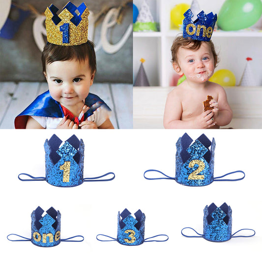 Baby Girl Boy Crown Letter Shiny Sequins Headwear Birthday Festival Headband