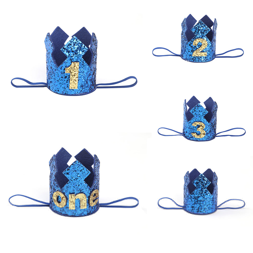 Baby Girl Boy Crown Letter Shiny Sequins Headwear Birthday Festival Headband