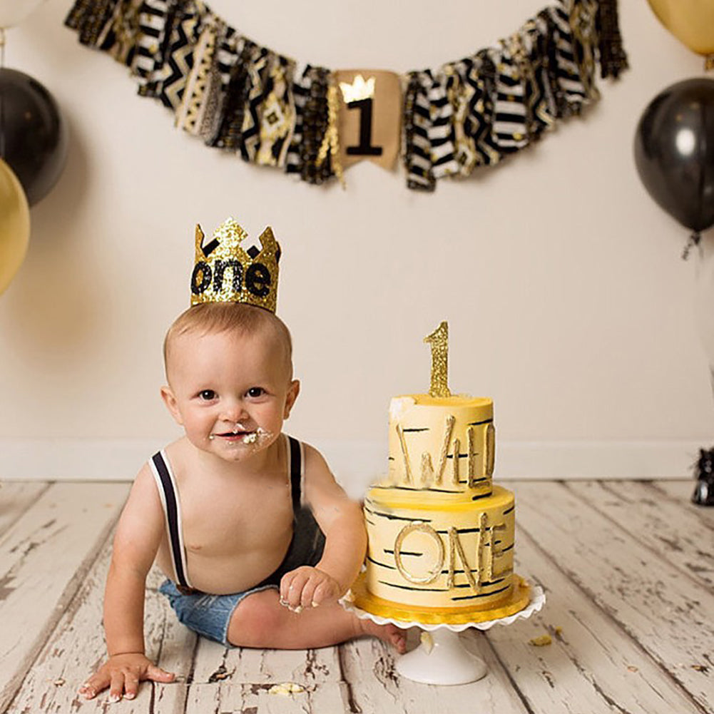 Baby Girl Boy Crown Letter Shiny Sequins Headwear Birthday Festival Headband