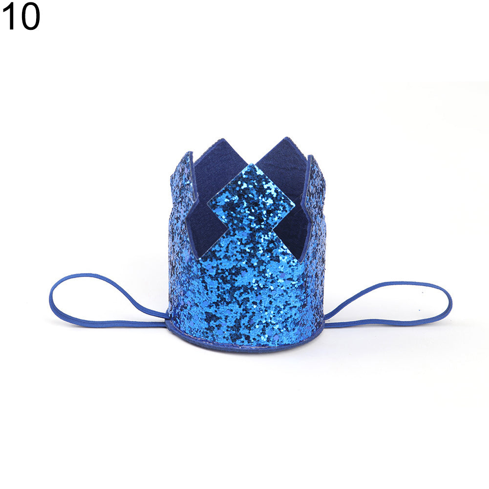 Baby Girl Boy Crown Letter Shiny Sequins Headwear Birthday Festival Headband