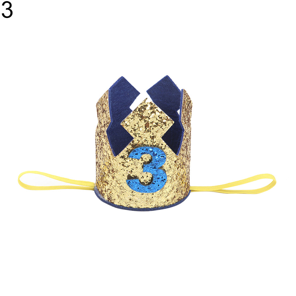 Baby Girl Boy Crown Letter Shiny Sequins Headwear Birthday Festival Headband