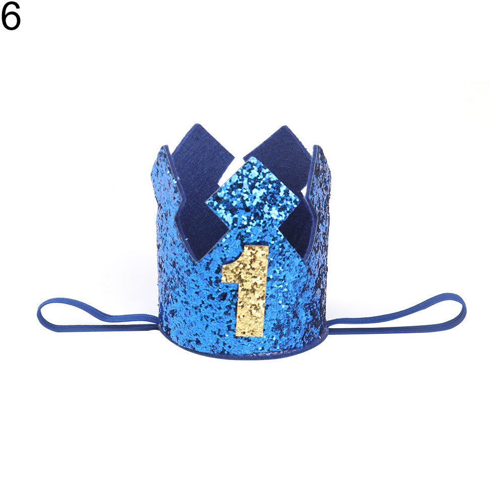 Baby Girl Boy Crown Letter Shiny Sequins Headwear Birthday Festival Headband