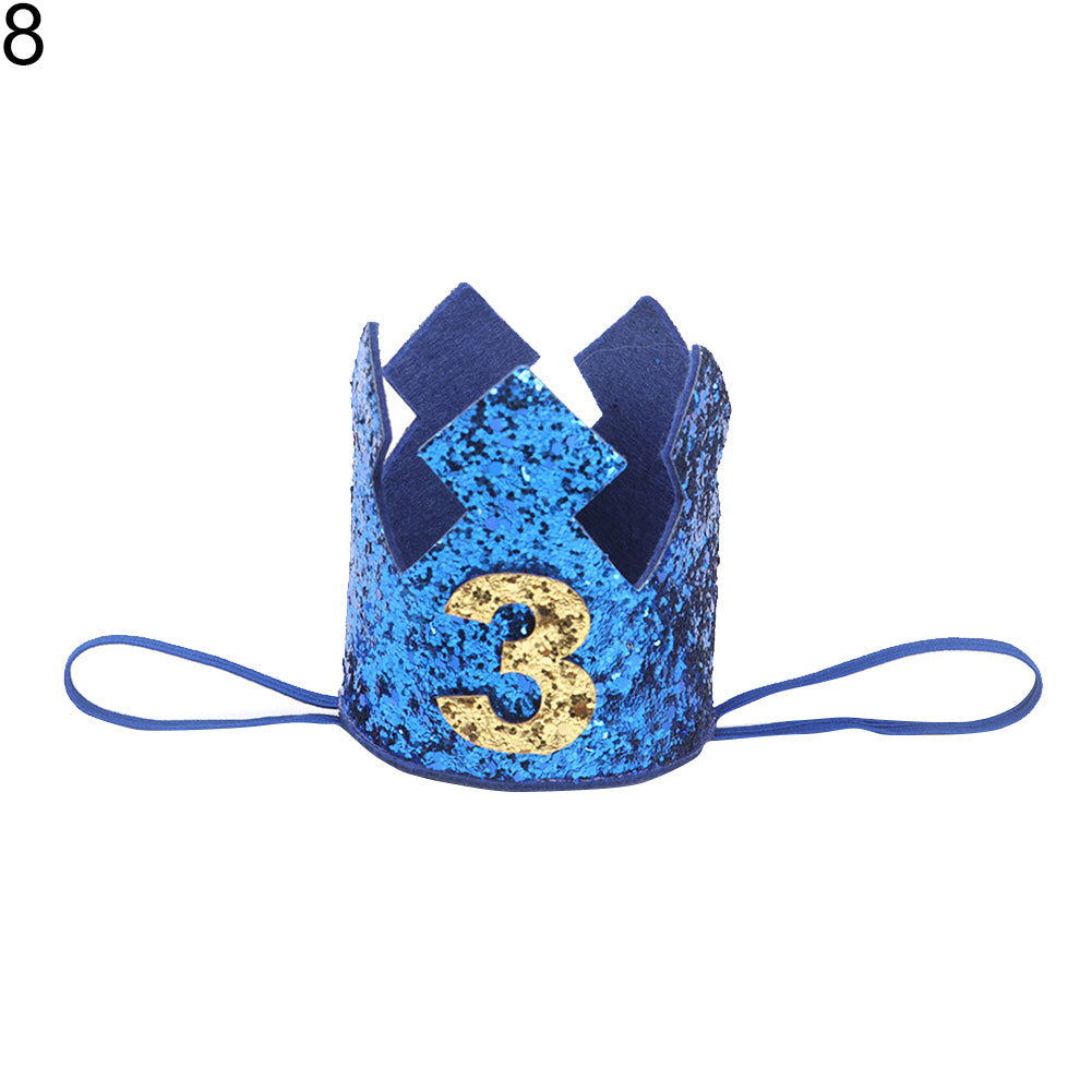 Baby Girl Boy Crown Letter Shiny Sequins Headwear Birthday Festival Headband