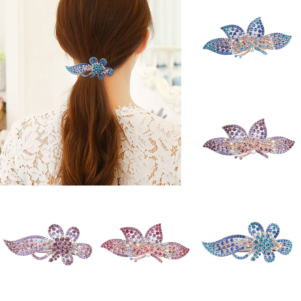 Fashion Flower Butterfly Rhinestone Hairpin Hair Ponytail Clip Women Headwear