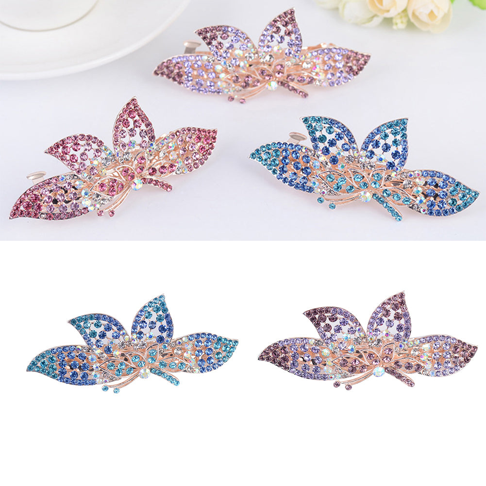 Fashion Flower Butterfly Rhinestone Hairpin Hair Ponytail Clip Women Headwear
